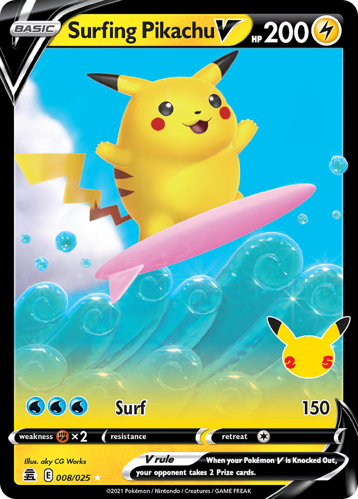 Pikachu Surfer V #008/025 Celebraciones 2021 Casi Nuevo