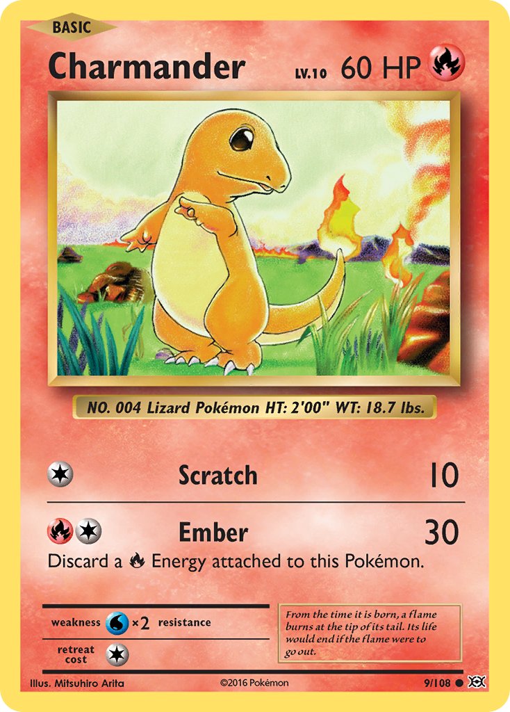 Charmander 2016 Evolutions Evolutions #9/108 En condición Moderadamente Jugada