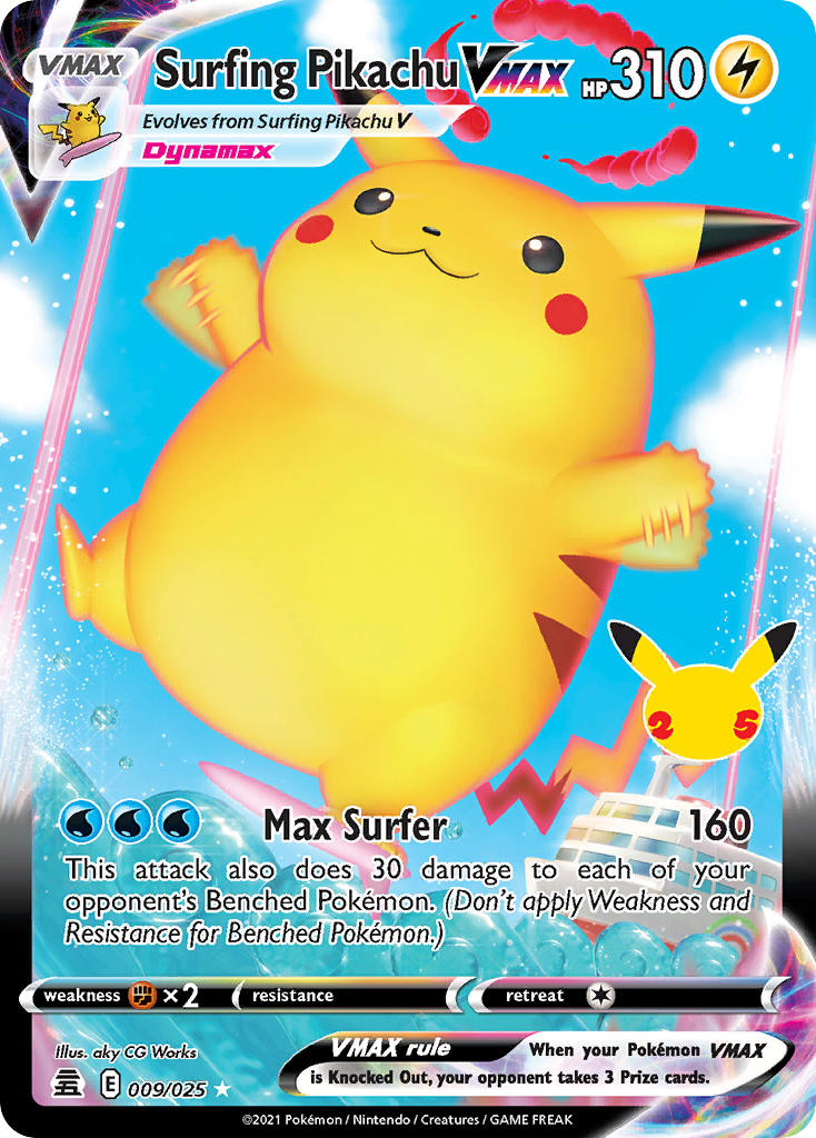 Surfing Pikachu VMAX #009/025 Celebrations 2021 Near Mint