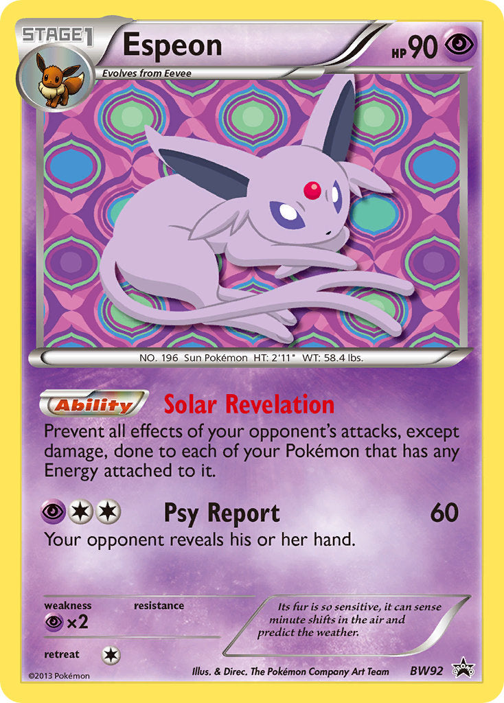 Espeon 2013 BW Black Star Promo BW Black Star Promo #BW92 Moderately Played