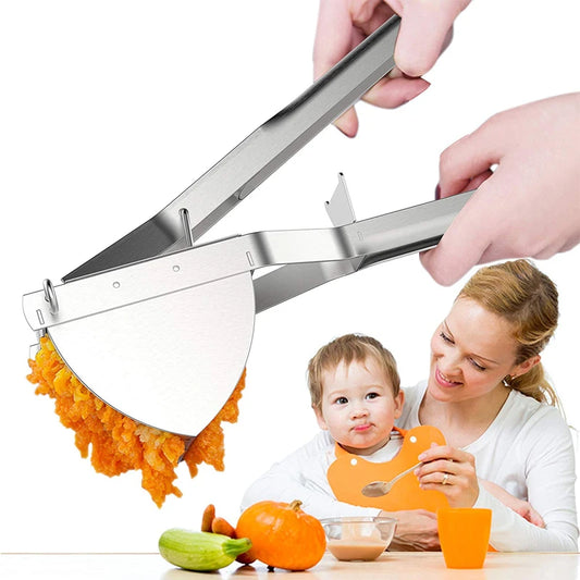 LMETJMA Stainless Steel Potato Ricer & Masher – Heavy-Duty Manual Food Press for Potatoes, Baby Food, Fruits & Vegetables, KC0154