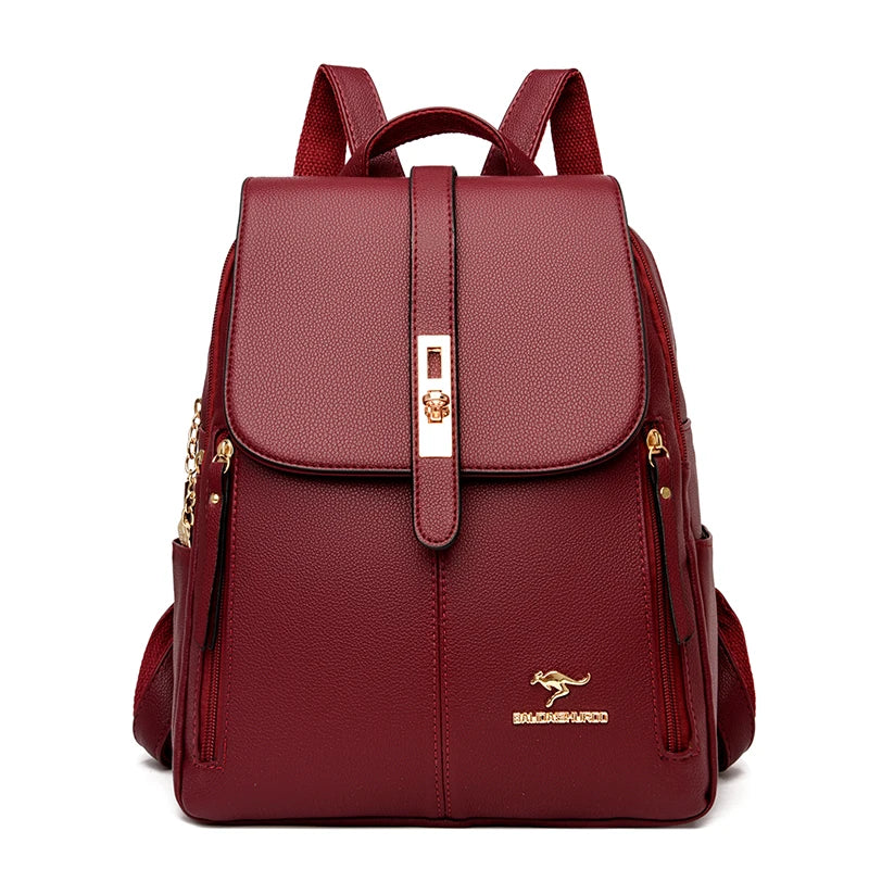 Women's Large-Capacity Leather Backpack Purse – High-Quality Vintage Rucksack for School, Travel, Work & Everyday Use, Stylish Ladies' Bookbag