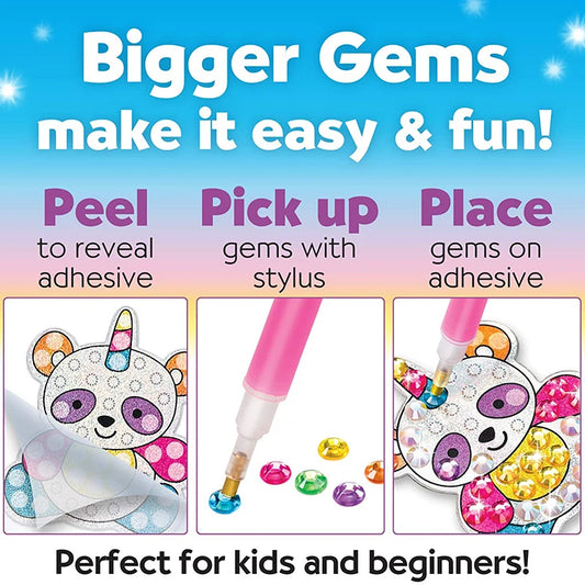 Kit de pegatinas de pintura de diamantes grandes de 12 piezas – Manualidades de mosaico de unicornio, animales y vida marina para niños