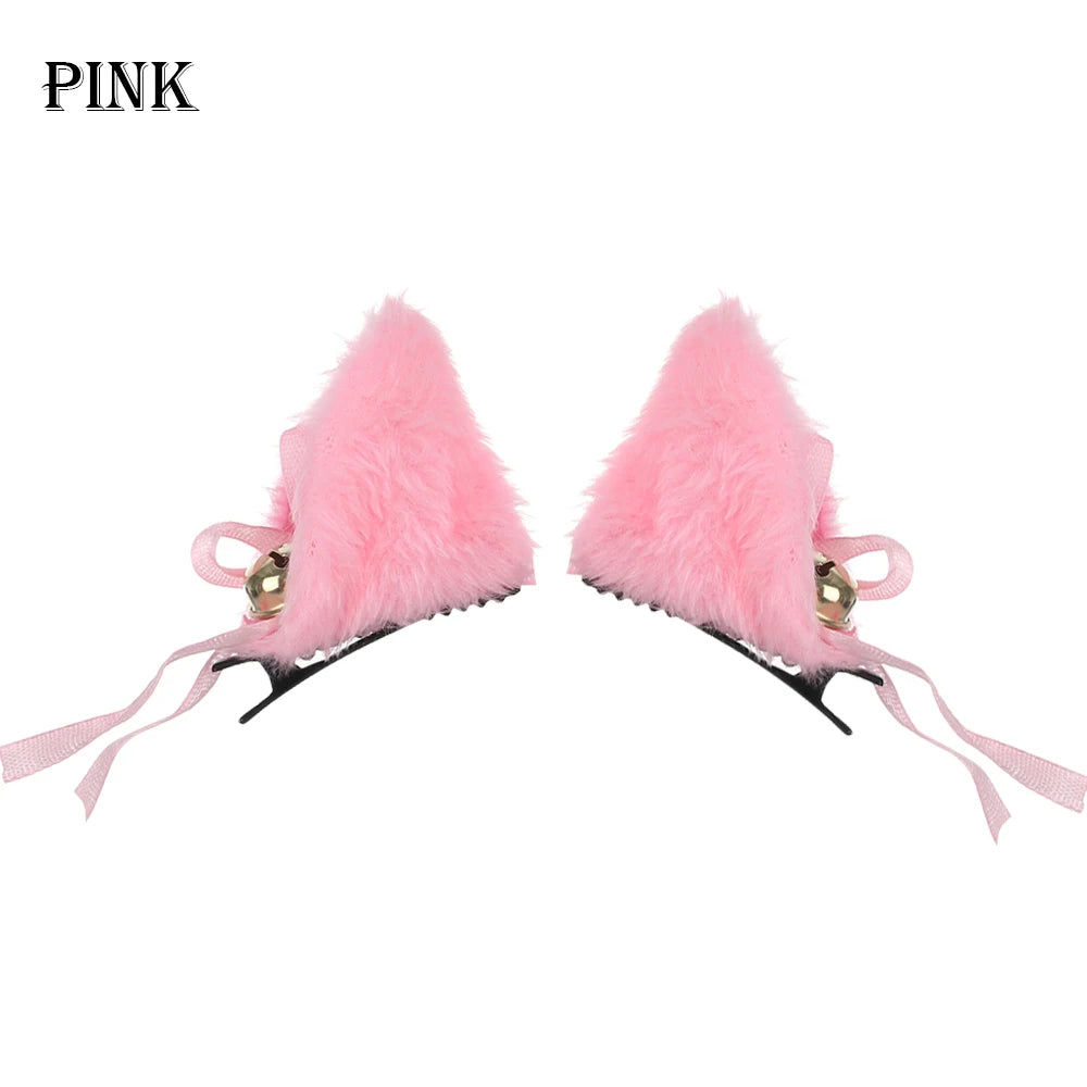 Cute Plush Cat Ear Hair Clips, Fluffy Sweet Lolita Anime Cosplay Hairpins, Kawaii Cartoon Animal Hair Accessories for Girls, Costume Parties, and Everyday Wear