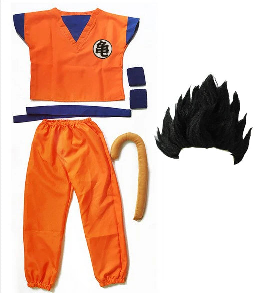 Dragon Cosplay Costume Set – Top, Pants, Belt, Tail, Wrist Accessories, Wig & Shoes for Adults & Kids, Halloween Party & Dress-Up