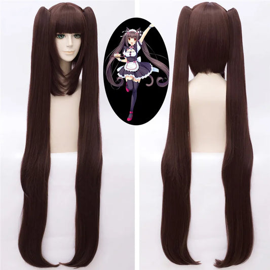 Juego de pelucas de cosplay Nekopara – Peluca de cabello sintético Chocolat y Vanilla con gorra para peluca (Peluca de cosplay de personaje de juego)