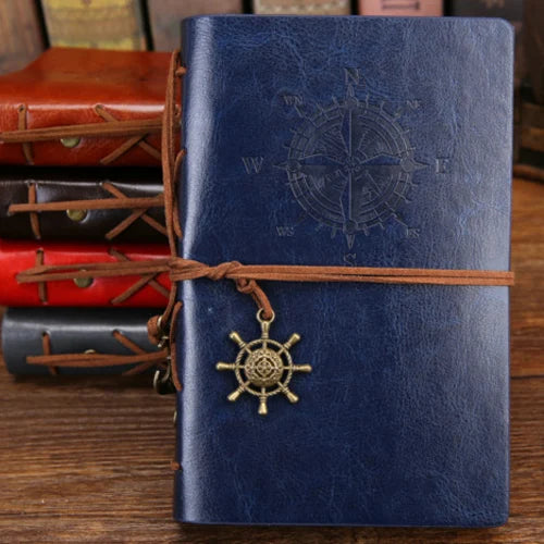 Retro Spiral Leather Notebook – Vintage Pirate Journal with Refillable Pages