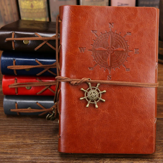 Libreta de cuero con espiral retro – Diario pirata vintage con páginas recargables