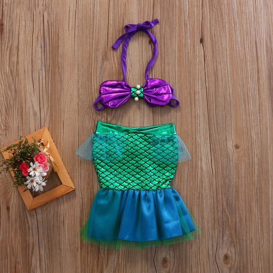 Conjunto de Traje de Baño de Verano para Bebé Niña – Bikini con Vestido de Escamas de Gasa para Recién Nacidas y Bebés Ropa de Playa