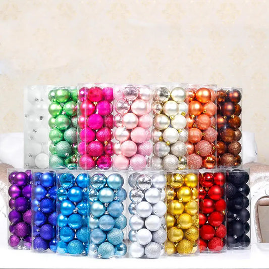 24PCS 8CM Christmas Tree Bauble Ornaments – Shiny Colorful Hanging Balls for Home, Bar, Party & Holiday Decor