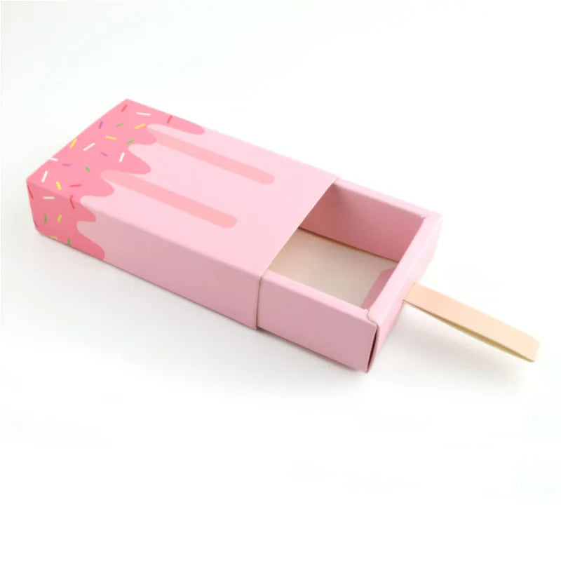 Cajas de dulces de papel Kraft con forma de helado, 5/10 unidades, con bandeja extraíble para palomitas, recuerdos de fiesta y embalaje de regalos de cumpleaños