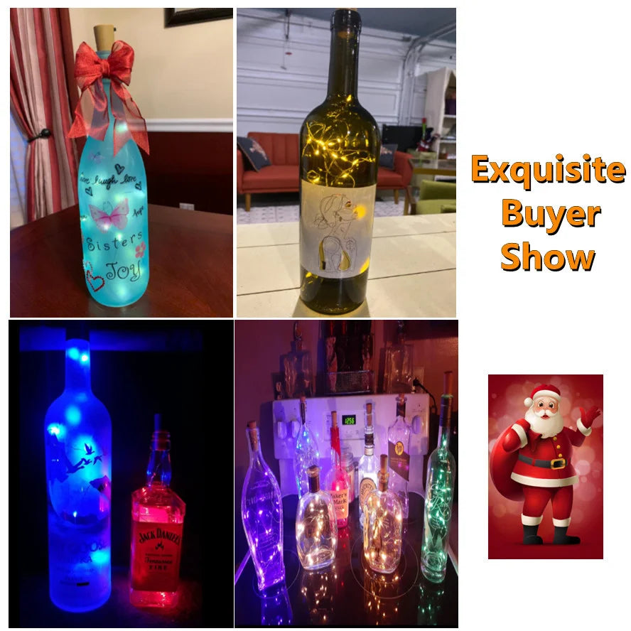 1M/2M/3M Wine Cork LED Bottle Lights – Battery-Powered String Lights for Party, Wedding, Christmas, Halloween & Bar Decor