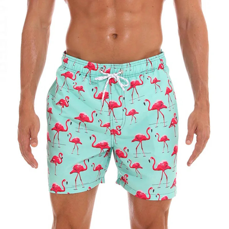 DATIFER Men's Beach Print Swim Shorts – Quick-Dry Surf, Swim & Workout Trunks with Pockets for Summer