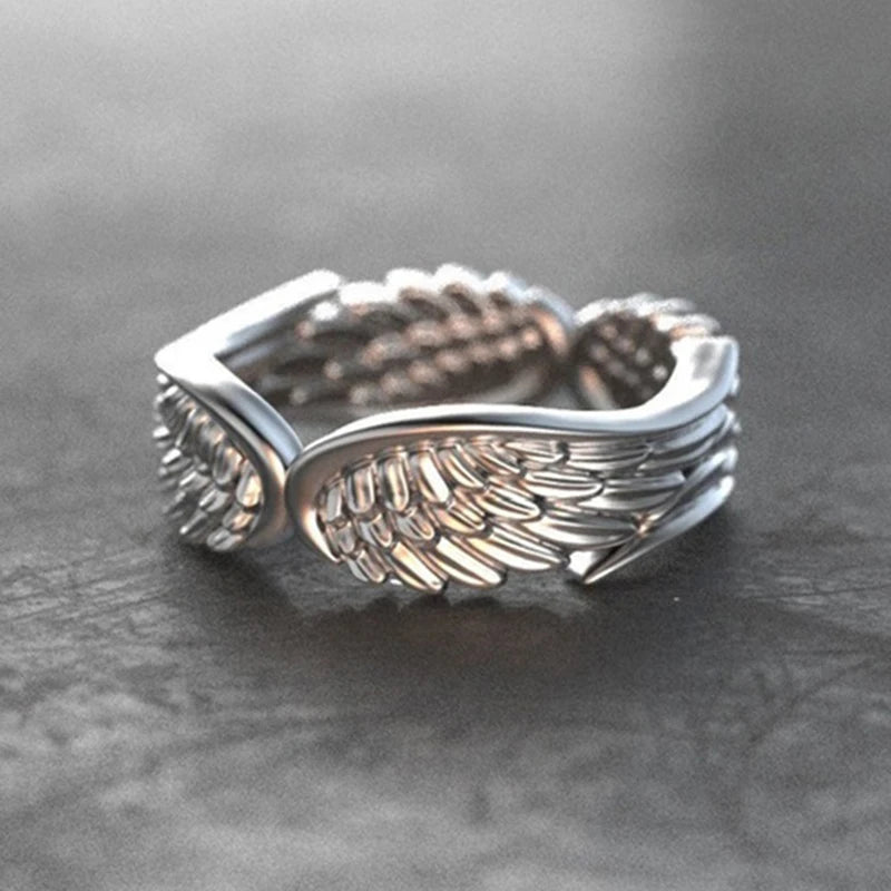 Silver-Tone Pterodactyl Wing Ring – Fashion Metal Statement Jewelry for Women & Men, Romantic Gift for Parties