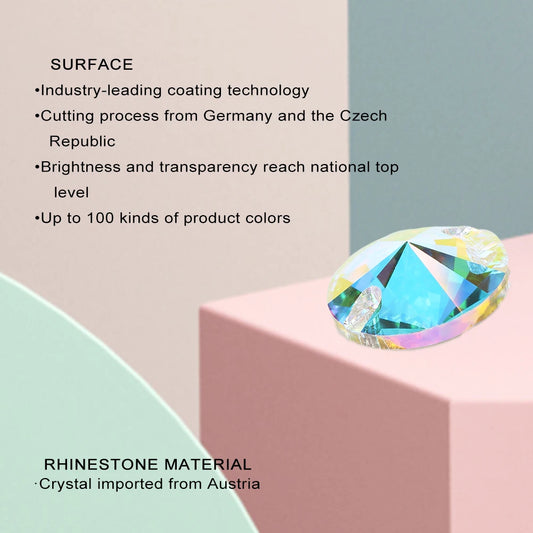 YHB Cristales de estrás Rivoli para coser – Piedras de cristal de base plana para coser en ropa, bolsos y manualidades