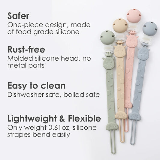 Clip de Chupete de Silicona sin BPA – Sujetachupetes de Una Sola Pieza para Bebés Niños y Niñas de 3+ Meses, Accesorio Seguro para Bebés