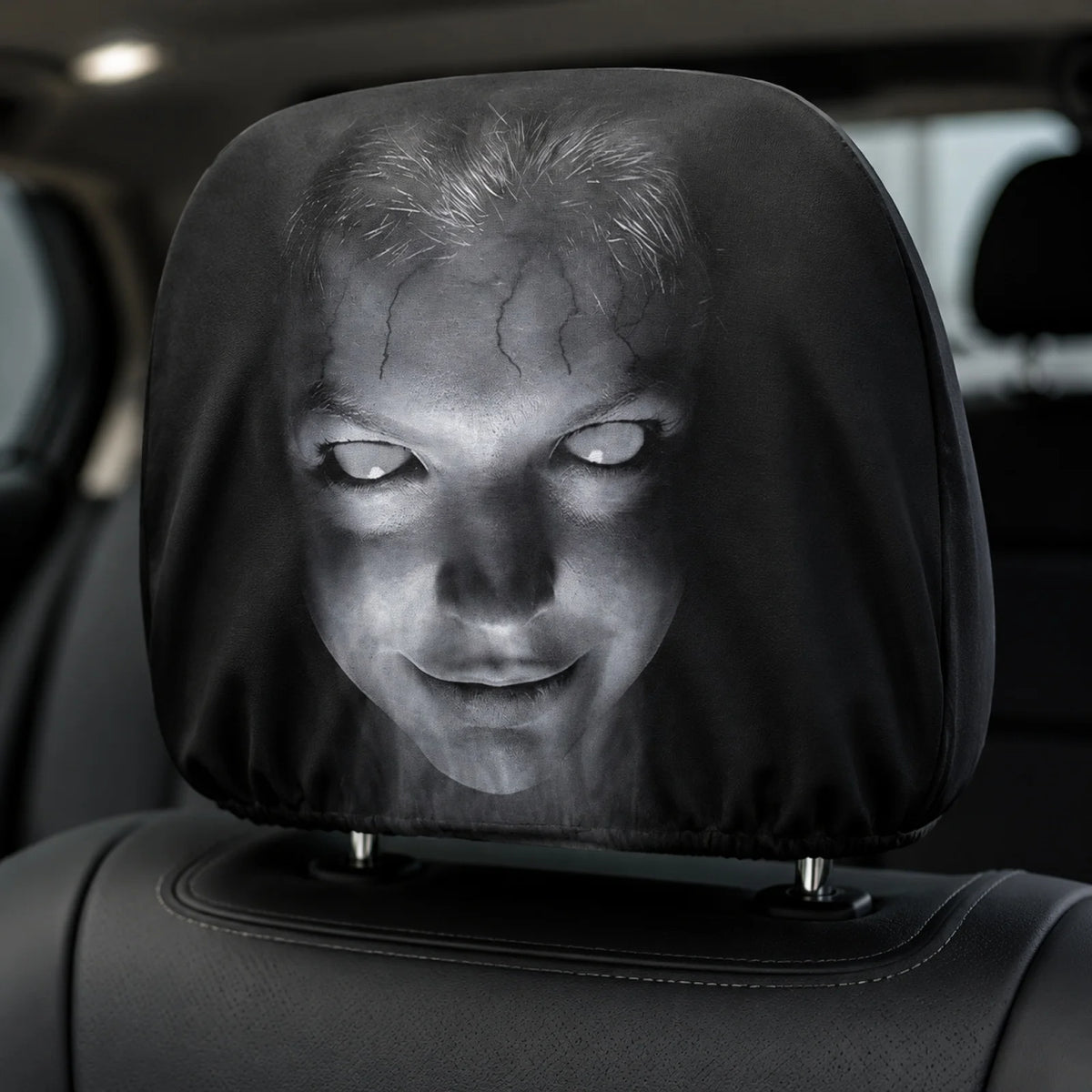 2026 Halloween Car Headrest Covers – Funny Cartoon Seat Headrest Protectors for Front Car Seats, Spooky Auto Interior Decoration