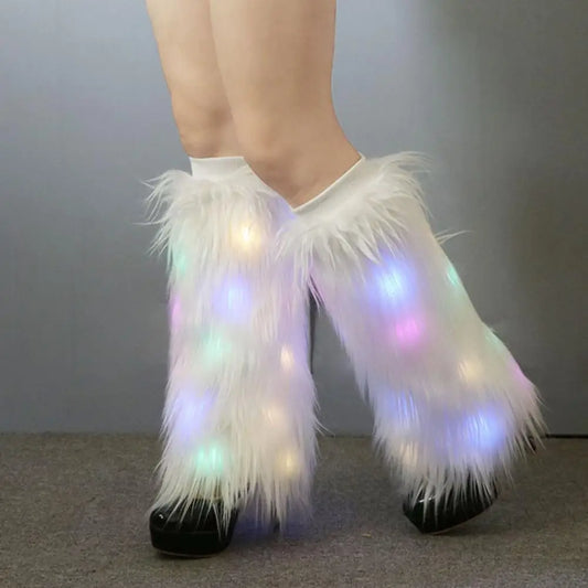 2025 Faux Fur Leg Warmers – Fuzzy Artificial Wool Boot Covers, Colorful High-Tube Plush Socks for Party, Stage Performance & Fashion