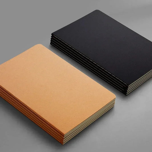 Cuaderno A5 con tapa de kraft – Cuaderno de estilo vintage en blanco, cuadriculado y rayado para la escuela y la oficina