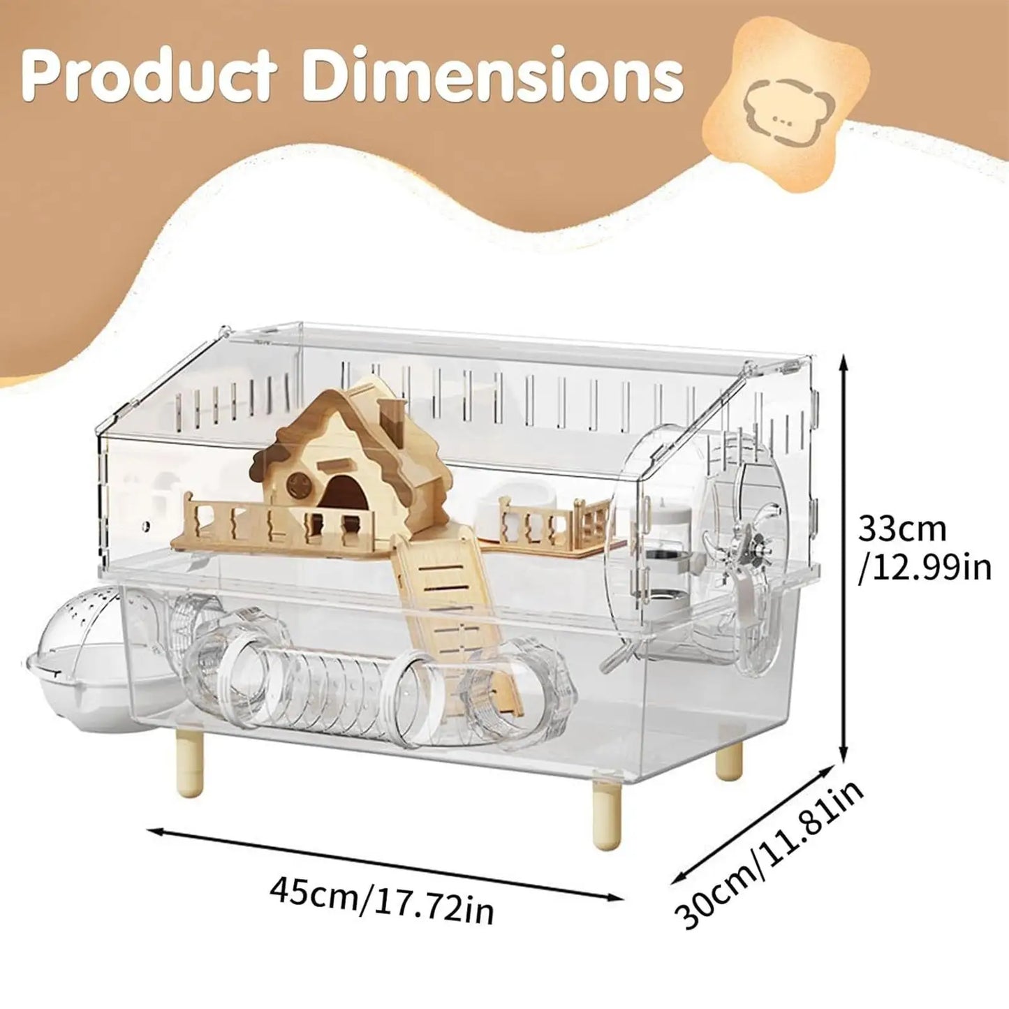 Acrylic Hamster Cage – Transparent Rodent Habitat with Accessories, Luxury Villa Enclosure for Syrian, Dwarf Hamsters, Gerbils & Mice