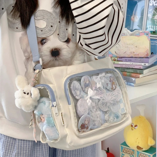 Bolso bandolera transparente de moda – Bolso de hombro Ita de gran capacidad para niñas, bolso mensajero de estilo escolar a la moda, bolso Kawaii versátil para uso diario y accesorios