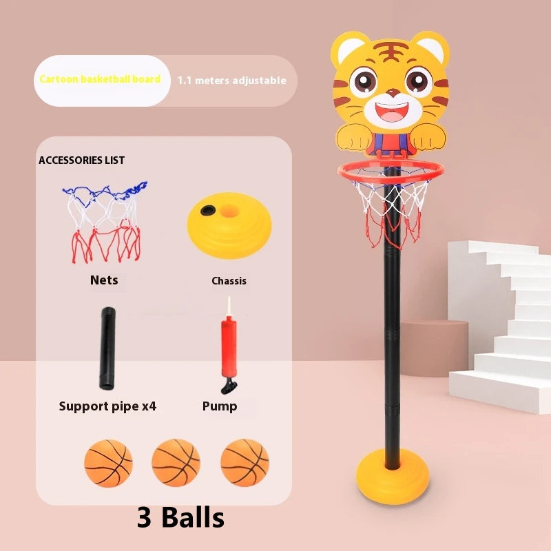 Children’s Version Vertical Adjustable Lifting Basketball Rack – Outdoor & Indoor Sports Cartoon Rebound Parent-Child Interactive Toy