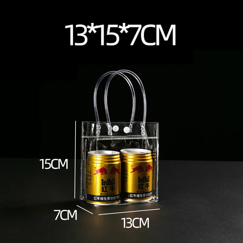 Bolsas de regalo de PVC transparente con asa – Bolsas de regalo de plástico reutilizables transparentes para cosméticos, empaques minoristas, recuerdos de fiesta y compras