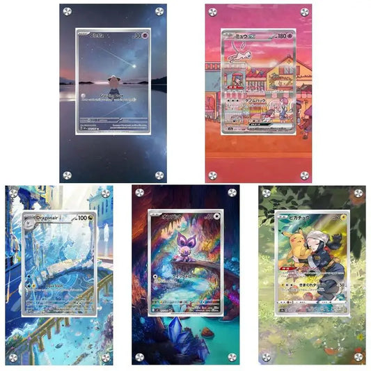 Estuche de exhibición de cartas acrílico Pokémon – Reshiram, Mewtwo, Zekrom, Charizard y soporte protector de cartas de personajes