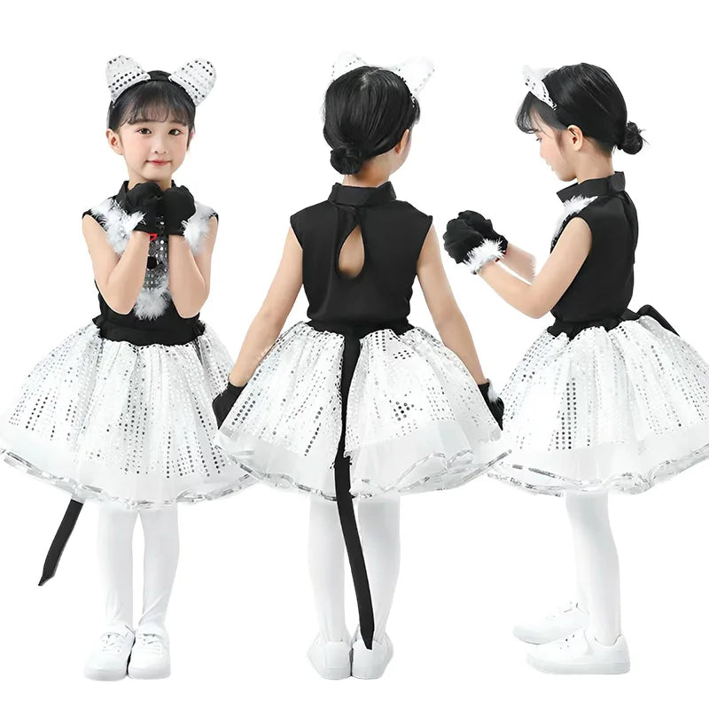 Cute Cat Cosplay Costume for Kids – Cat Girl & Cat Boy Animal Outfit for Children, Halloween Dance, Party & Dress-Up