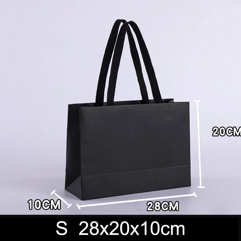 Premium Black Kraft Paper Gift Bag – Reusable Shopping & Gift Packaging for Weddings, Christmas, Parties, Cookies, Candy, Clothing & Special Occasions