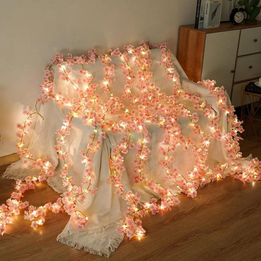 Guirnalda artificial de flores de cerezo de 180 cm – Guirnalda de seda de flores de cerezo para boda, jardín, arco y decoración del hogar
