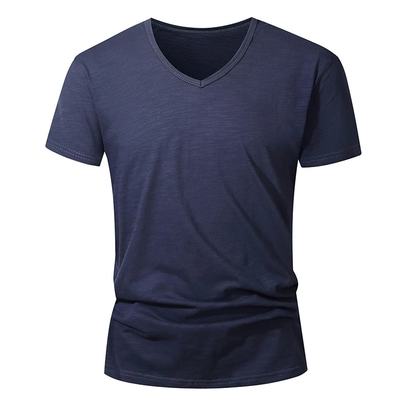 Camiseta 100% algodón para hombre – Suave, manga corta casual, transpirable, top de verano en blanco y negro para uso diario