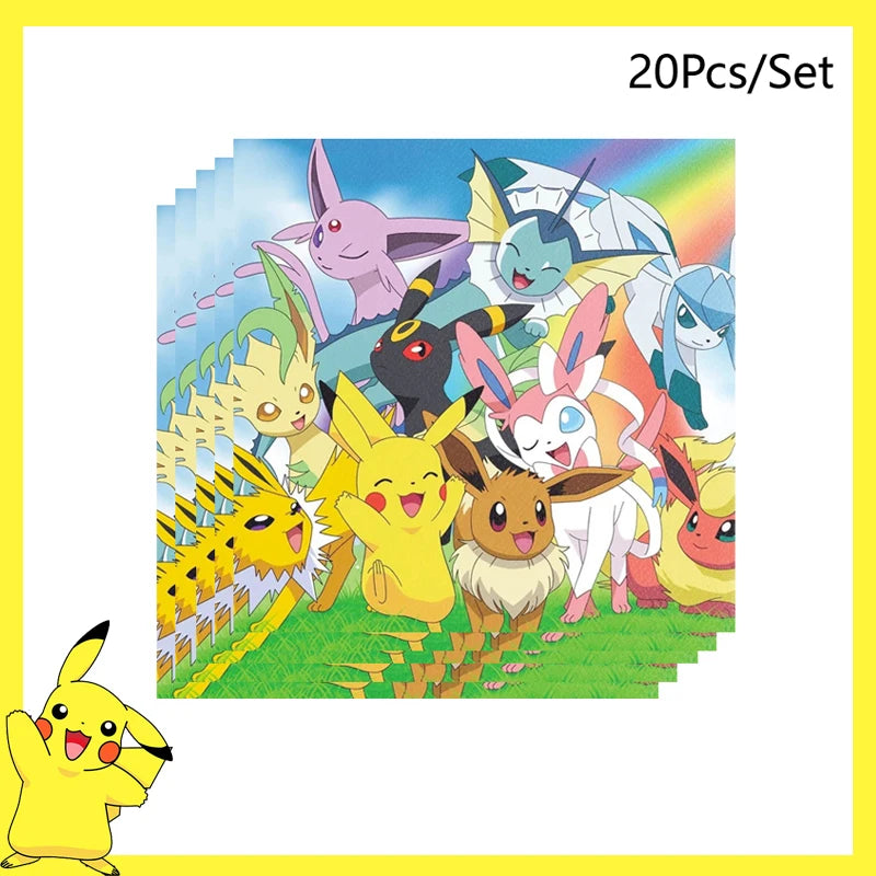 Decoraciones de fiesta de cumpleaños de Pokémon – Vajilla de Pikachu, globos, adornos para tartas y artículos de fiesta