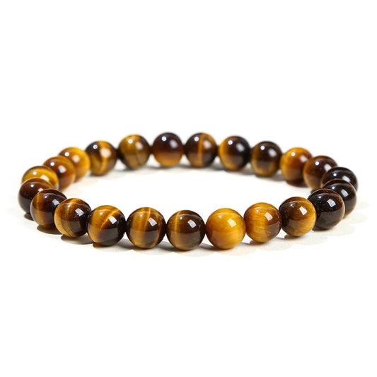 Natural Stone Bead Bracelet – Amethyst, Tiger Eye, Crystal Quartz & Agate Gemstone Bracelet for Women & Men, Reiki Energy Jewelry Gift