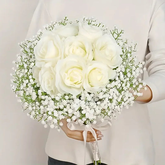 90 unidades de flores artificiales de paniculata de tacto real – Ramo de gypsophila sintética resistente a la oxidación con tallos | Decoración para el hogar, la oficina y bodas