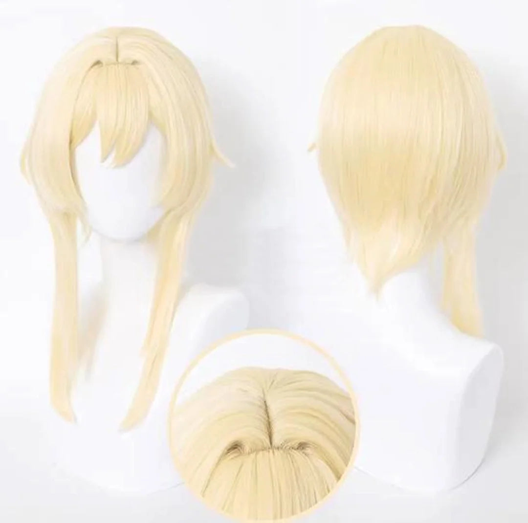 Genshin Impact Lumine Cosplay Wig | Light Blonde Synthetic Hair Wig for Halloween, Party & Anime Costume