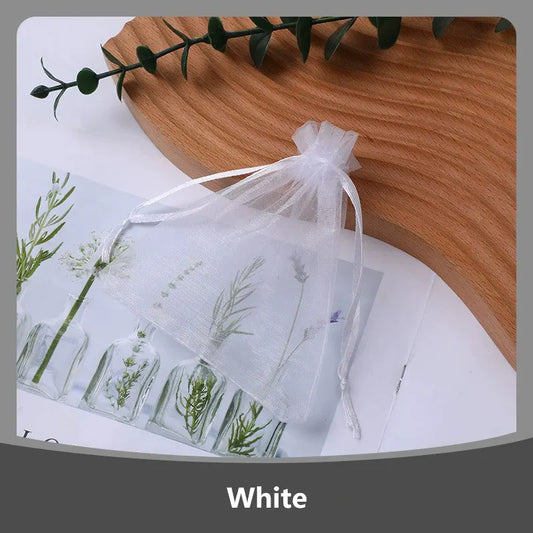 100 Bolsas de Regalo de Organza – Bolsitas de Joyería con Cordón en Múltiples Tamaños para Recuerdos de Boda, Decoraciones de Fiesta, Empaque de Caramelos y Envoltura de Regalos