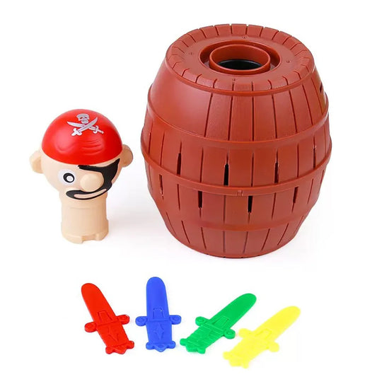 Juego de espada pirata en barril – Juego de mesa interactivo con truco, juguete pirata sorpresa que salta, juego de estrategia para fiestas familiares, regalo divertido de actividad de desafío para padres e hijos