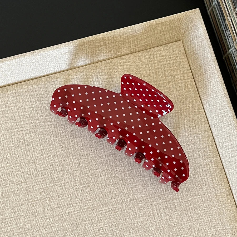 Pinzas grandes para el pelo – Pinzas antideslizantes de sujeción fuerte con estampado de cuadros y lunares retro para mujeres y niñas | Accesorios de moda para el día a día