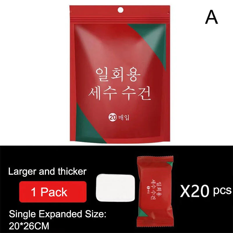 20PCS Mini Compressed Towel Tablets – Disposable Portable Magic Towels, Thicker Style for Travel, Camping & Daily Use