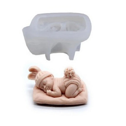 Molde de silicona 3D de bebé durmiendo para velas – Lindo molde de retrato de bebé para velas, jabones, resina, manualidades de yeso, chocolate, cubitos de hielo y proyectos de horneado DIY