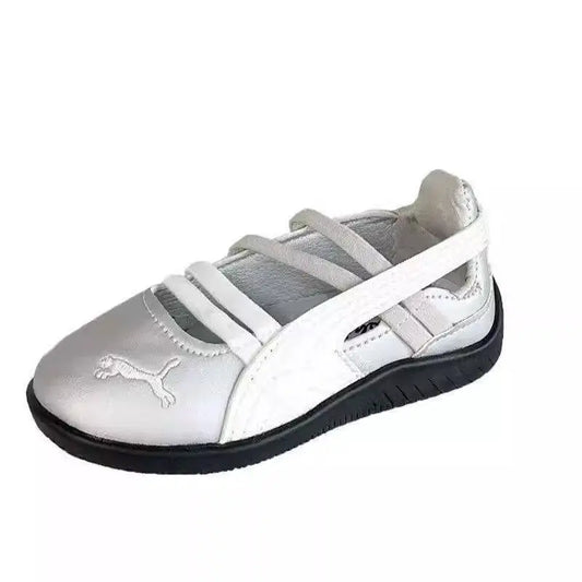 Zapatos casuales de cuero sintético transpirable antideslizantes para niños y niñas