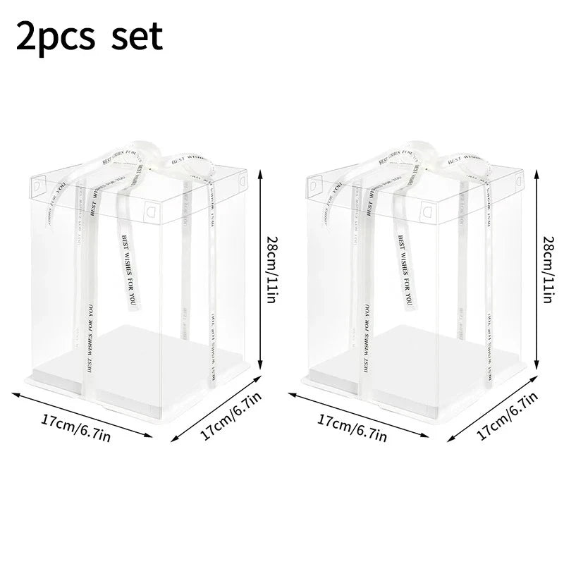 Caja de Regalo Transparente para Pasteles para Panadería, Postres, Bodas, Cumpleaños y Empaque de Fiestas