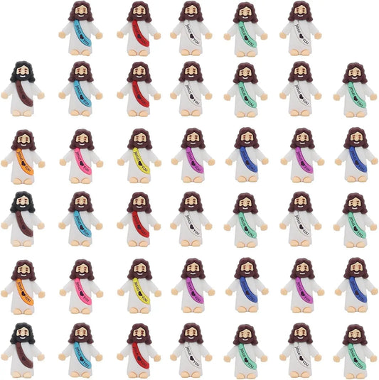20 Mini Figurines Jésus – Miniatures Adorables de Personnages Religieux pour l'école du Dimanche, les Garnitures d'œufs de Pâques, les Cadeaux de Fête, les Cadeaux d'Étude Biblique et les Décorations Religieuses