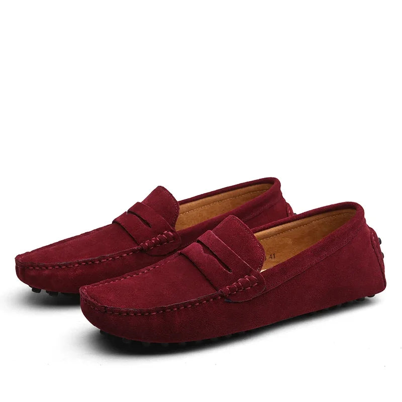 Mocasines de Ante de Cuero Genuino para Hombre – Zapatos de Conducción Casuales Hechos a Mano, Mocasines y Bailarinas Cómodos y a la Moda