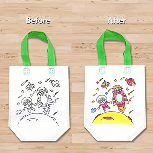 24 bolsas de regalo de animales para grafitis, con rotuladores de colores, bolsas reutilizables para fiestas infantiles, manualidades, almacenamiento y actividades de cumpleaños.