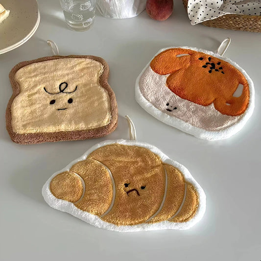 Toalla de mano absorbente suave Kawaii – Paño de limpieza de manos lindo para cocina y baño para uso doméstico