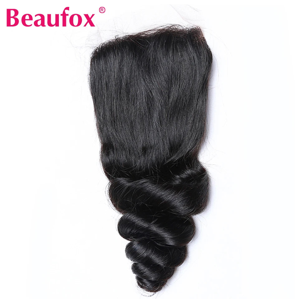 Paquetes de cabello humano indio con ondas sueltas y cierre de encaje – Extensiones de cabello natural de 3 o 4 paquetes