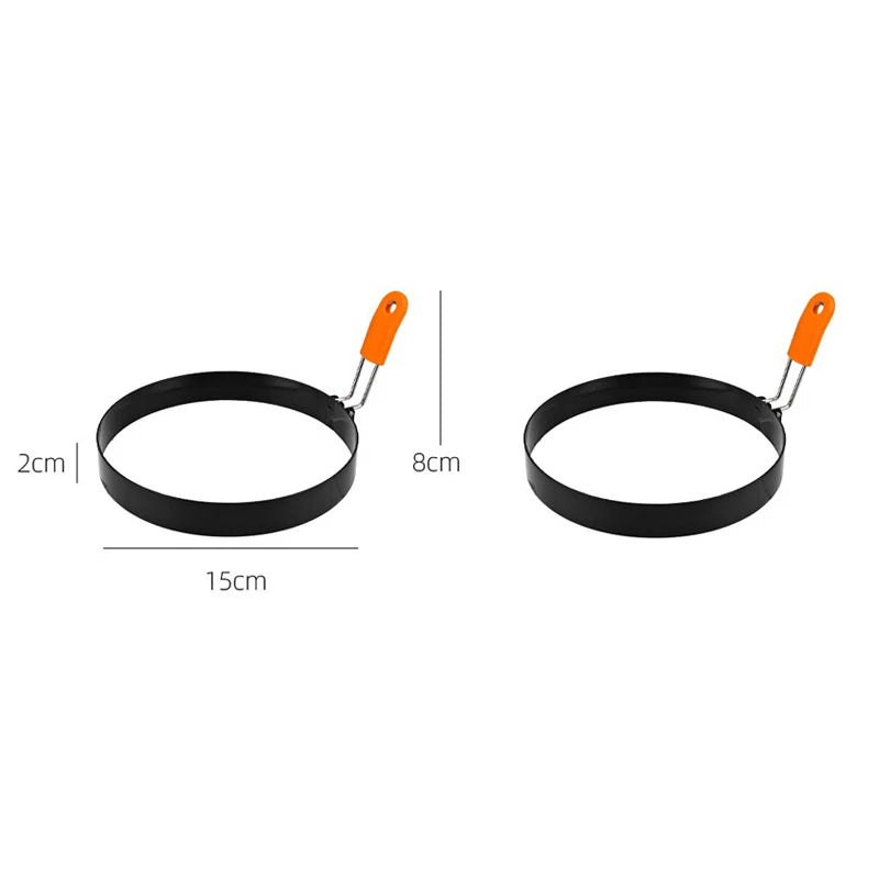 Stainless Steel Fried Egg Ring Mold – Non-Stick Egg Cooking Ring with Heat-Resistant Silicone Handle, Pancake & Scrambled Egg Shaper