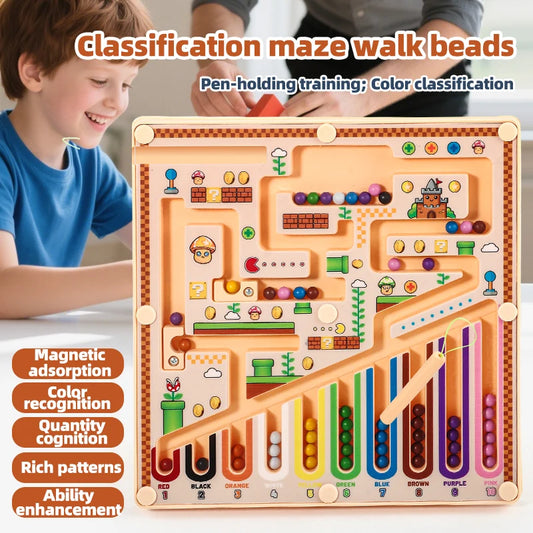 Juguete de rompecabezas de laberinto magnético – Juego de lógica educativa avanzada para niños, actividad de aprendizaje de matemáticas y desarrollo cognitivo, entrenamiento de inteligencia visual, juguete práctico para ejercitar la mente